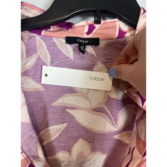 Drew Anthropologie Blouse Women’s medium Pink Floral Button Front NWT $216 - Picture 2 of 7